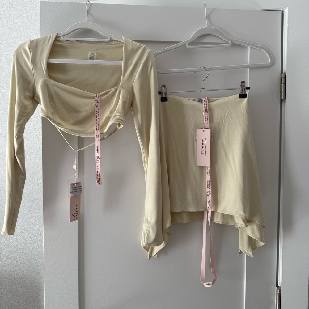 Oh Polly Cream crop top & skirt